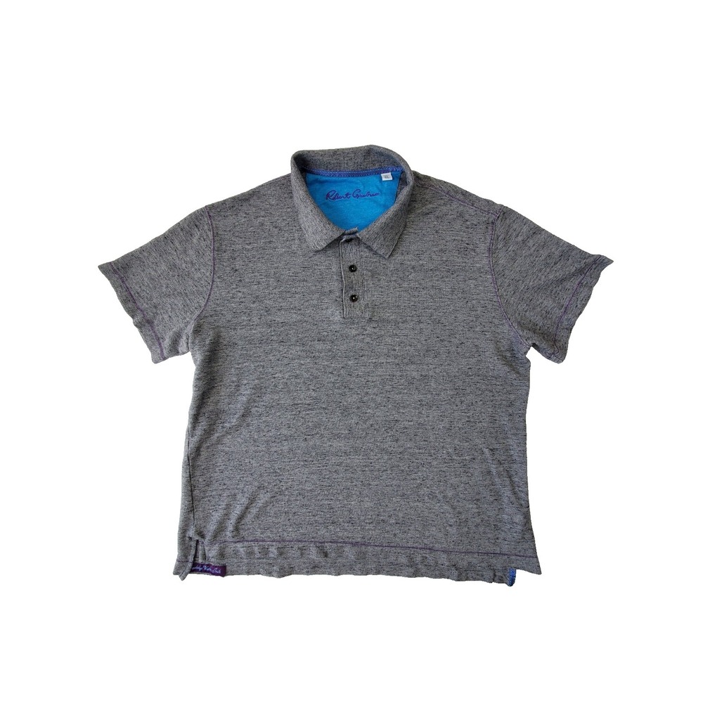 Robert Graham Polo Shirt Mens XL Gray Short Sleeve Classic Fit Casual